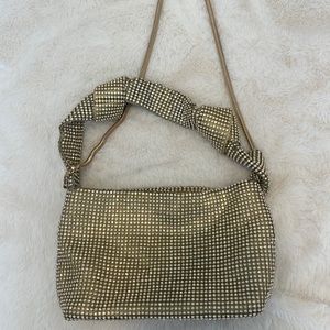 Gold Rhinestone Shimmer Bag with Shoulder Strap